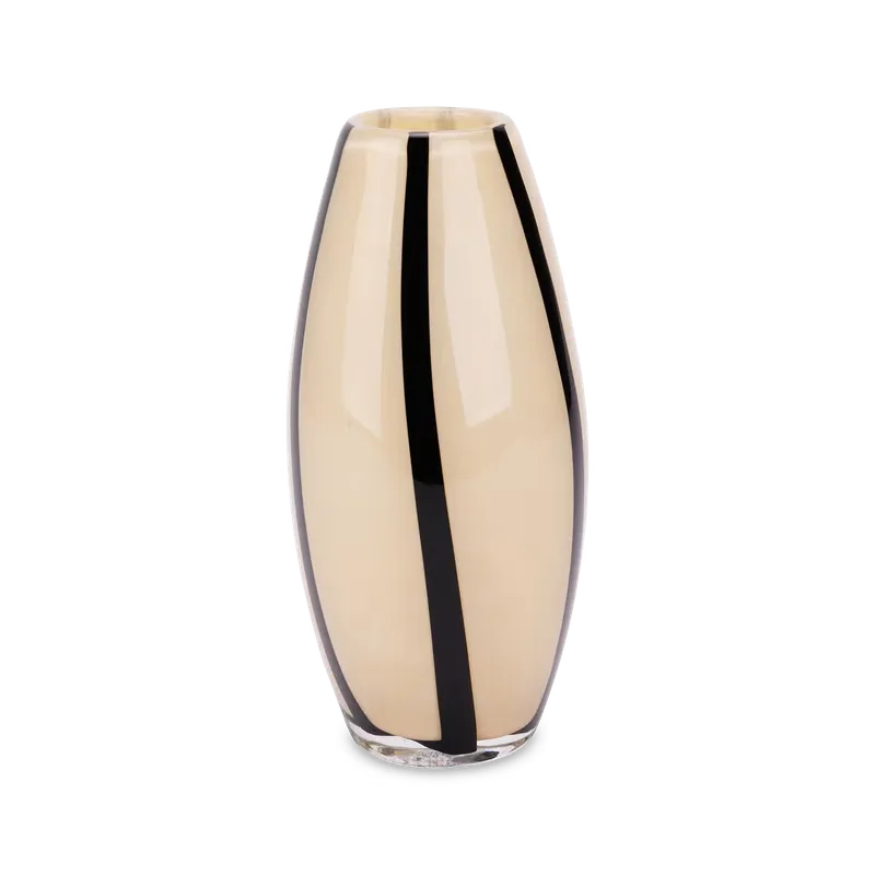 Vaas STRIPY L Strepen Glas Beige/Zwart