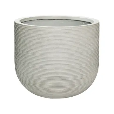 Pottery Pots Cody L Bloempot Light Grey Horizontally Ridged 42 x 37 cm