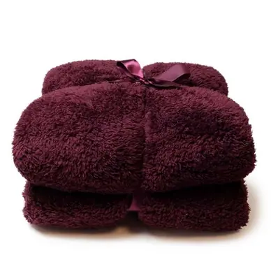 Unique Living Teddy Plaid Tawny Port Geschikt voor twee personen