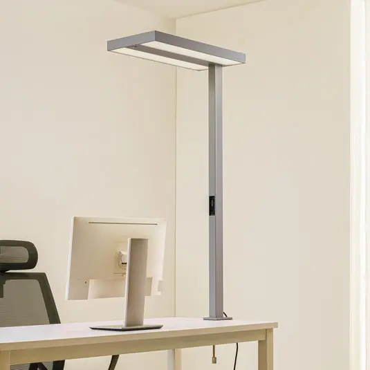 Arcchio LED klemlamp voor kantoor Logan, zilver, dimbaar, sensor