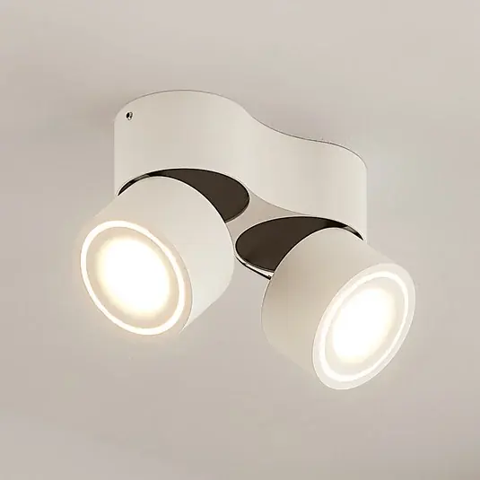 Arcchio LED plafondspot Rotari, wit, 2-lamps, 1362 lm