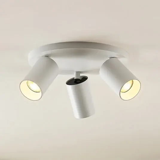 Arcchio spot Brinja, wit, rond, Ø 6 cm, 3-lamps, GU10