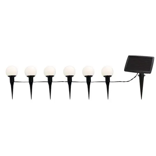 Combinatie LED lichtketting op zonne-energie, 6-lamps, IP44, kunststof