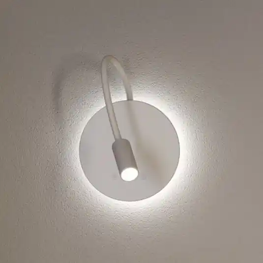 Miora LED wandlamp op accu, wit, flexibele arm, dimmer