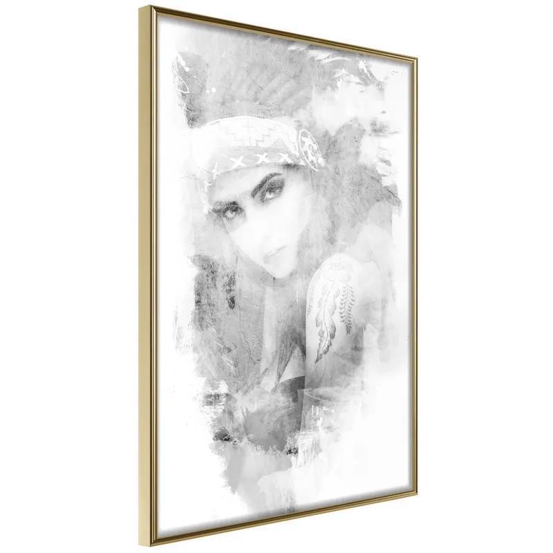 Poster - Mysterious Look (Grey) - goud