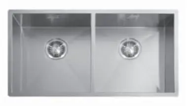 ABK Baronga grote dubbele rvs spoelbak 37x40+37x40 cm vlakinbouw onderbouw en opbouw BAR3737FVI