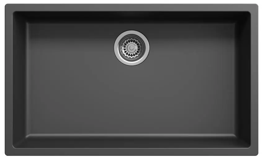 Zwarte grote spoelbak 70x40cm onderbouw en opbouw met rvs plug 1208956400