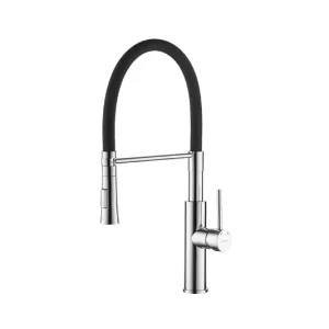 Aquadesign eenhendel keukenmengkraan chroom/zwart met flexibele uitloop 1208958222