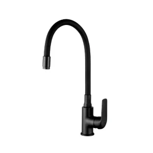Aquadesign eenhendel keukenmengkraan zwart met flexibele uitloop 1208958220