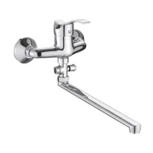 Aquadesign Sens muurkraan met extra lange uitloop totaal 40cm en handdouche aansluiting chroom 1208955952